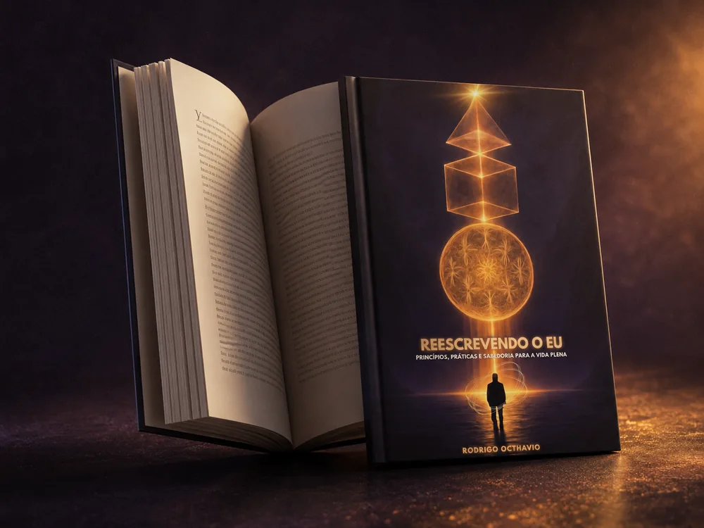 O livro aberto, mostrando as páginas internas